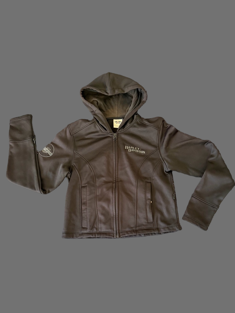 Harley-Davidson Women's "Miss Enthusiast" softshell/fleece Hoodie Riding Jacket.